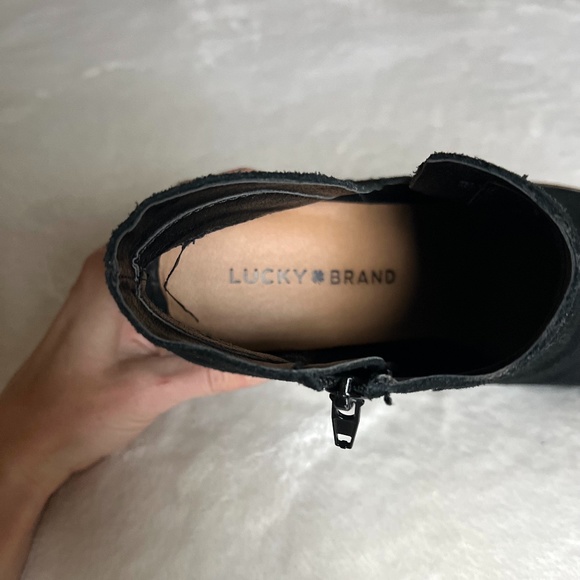 LUCKY BRAND Blue Suede Wedge Ankle Boots - Picture 6 of 8